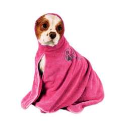 Peignoir rose pour chien - Microfibre de marque :